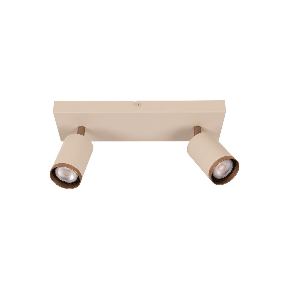 Lucide PlafondspotRegina 2-lichts taupe met koffie bruin - 53914/02/41